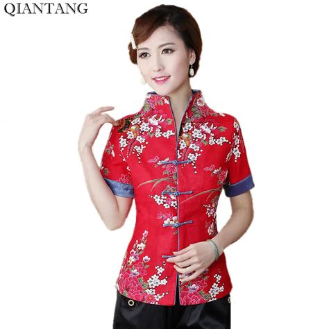 Buy Hot Sale Red Traditional Chinese Blouse Women