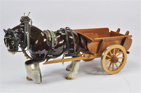 Large Scale Ceramic Shire Horse And Cart Excellent