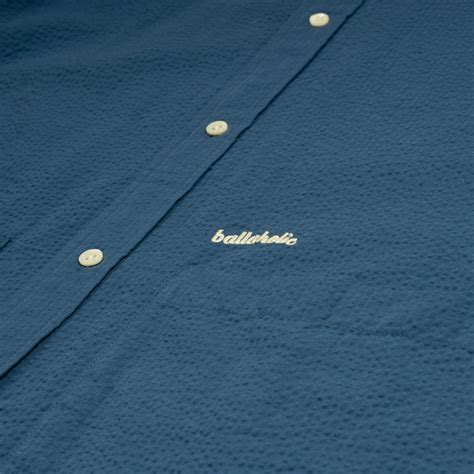 ballaholicオンラインショップ Logo Seersucker Loose Shirt Jacket blue