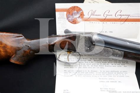 Ithaca Flues Model Grade 4e 4 E 12 Ga Sxs Double Shotgun And Letter 1910