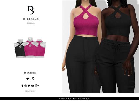 The Sims Resource Wide Rib Soft Knit Halter Top