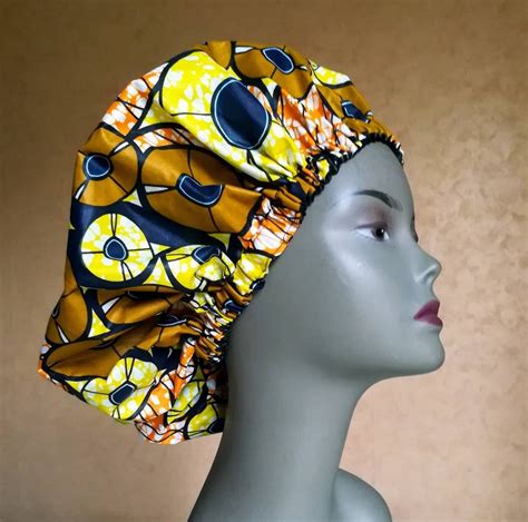 Satin Bonnet Double Lined In Wax African Print Fabric In 2020 Nigerian Lace Styles African
