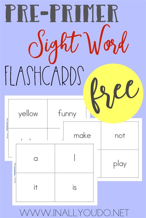 Reading sight words is one of the basic building blocks of learning how to read. Free Pre-Primer Sight Word Flashcards