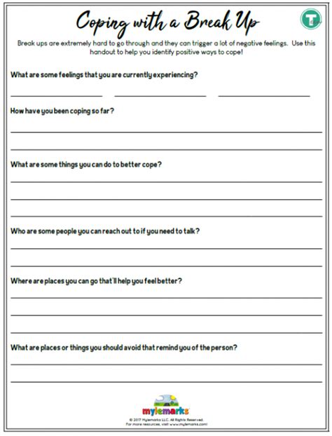 Help Teens Explore Their Break Up With This Worksheet From Mylemarks