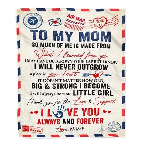 Personalized To My Mom Blanket From Daughter Air Mail Letter Mail I