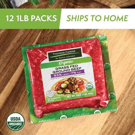 Thomas Farms Organic Grass Fed 937 Ground Beef Twelve 1 Lb Packages