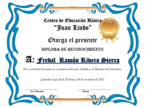 Dinero Y Yo Diploma De Reconocimiento Formato Imprimible