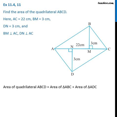 Question 11 Find The Area Of The Quadrilateral Abcd Here Ac 22
