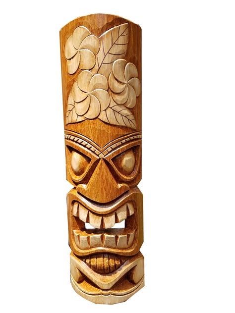 20 Handcarved Wood Natural Flower Tropical Hawaiian Design Tiki Mask Decorative Accessories