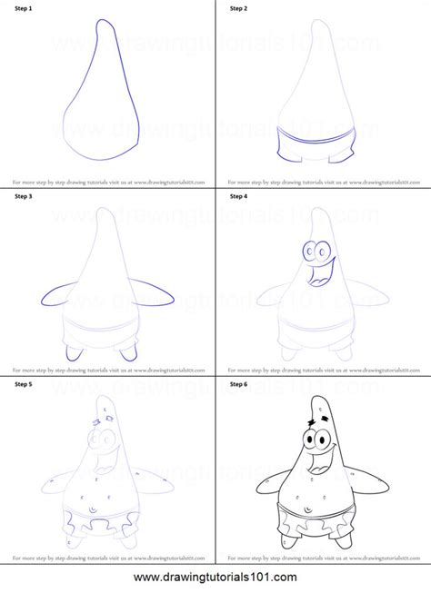 How To Draw Patrick Star From Spongebob Squarepants Printable Step By