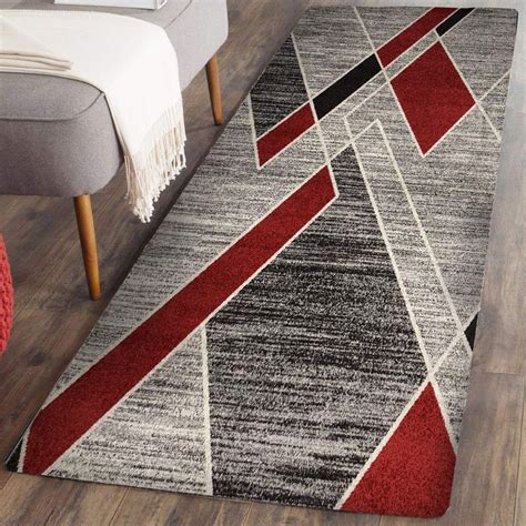 Prestige Decor Area Rugs 2x5 Living Room Rug Carpet Grey Red For Living