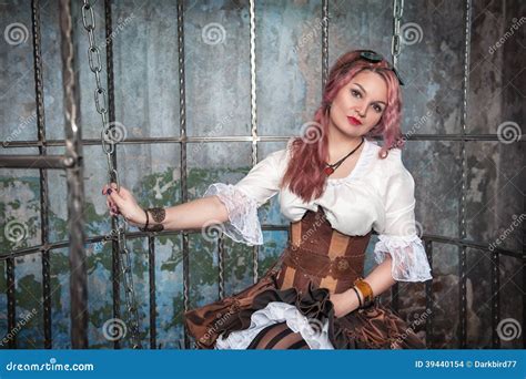 Beautiful Steampunk Woman In The Cage Stock Photo Image Of Cage Aviator