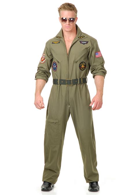 Plus Size Military Airforce Pilot Costume Mens Top Gun Costumes