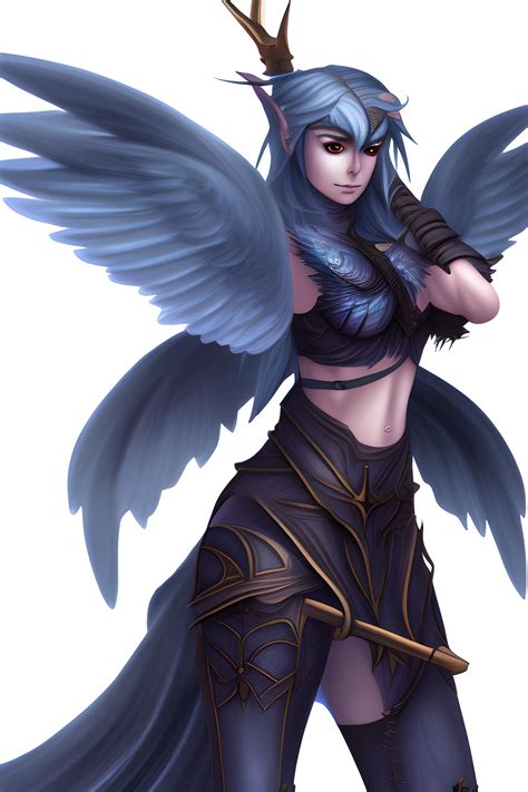 Anime Warrior Elf With Big Breasts And Big Butt In Dark Colors And With