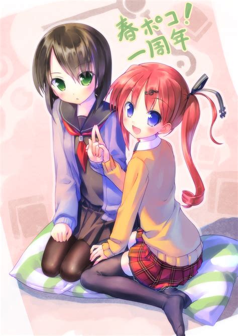 Short red hair can instantly spice up your look. Safebooru - :d black hair black legwear blue eyes blush ...