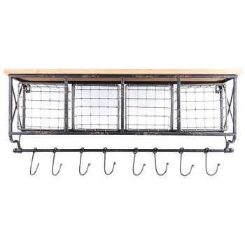 Metal kitchen shelves with hooks. Wall Shelf With Metal Baskets & Hooks | Hobby Lobby ...