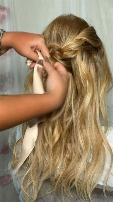 spring ribbon half up in 2021 long hair tutorial hair styles hair tutorial