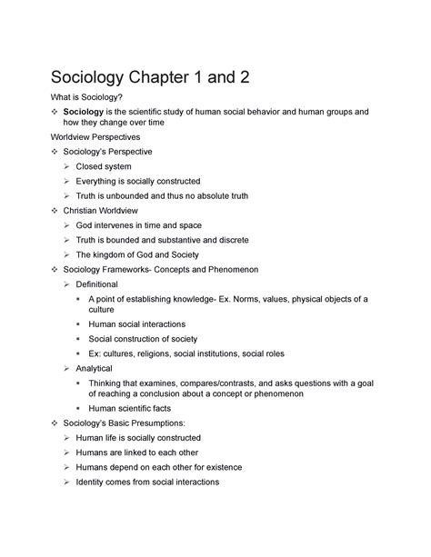 Sociology Chapter 1 And 2 Notes Sociology Chapter 1 And 2 What Is