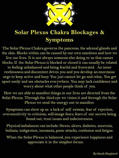 The blockage damages the sense of kinship and love for each other in the heart chakra. Solar Plexus Chakra Blockages & Symptoms~ | Solar plexus ...