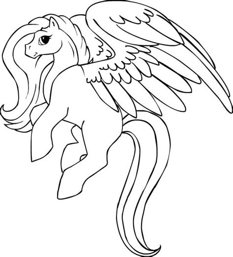 Outwardly, this is an ordinary horse, only on the sides it has large wings that can lift the owner and rider high into the sky. Separamos lindos desenhos de Unicórnio para Colorir