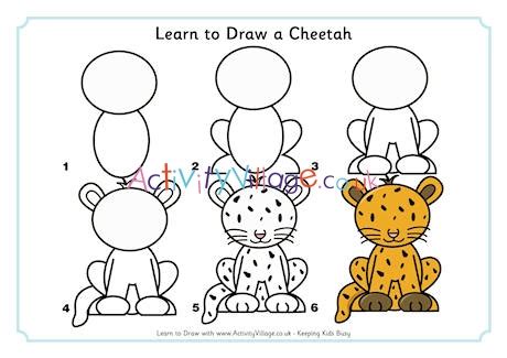 Draw a baby cheetah, baby cheetah, step by step, drawing. Learn to Draw a Cheetah
