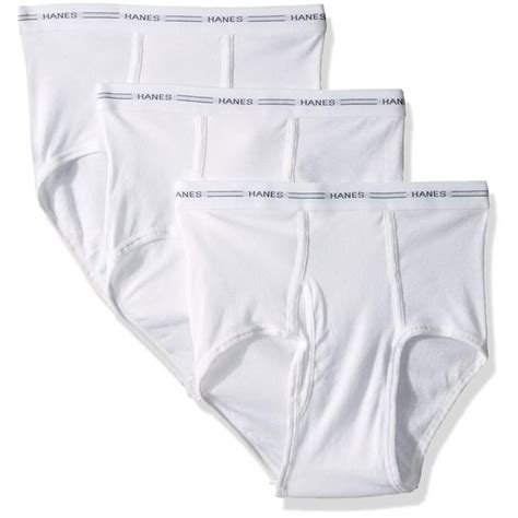 Hanes Mens 3 Pack Full Rise Briefs White Large 100 Cotton By