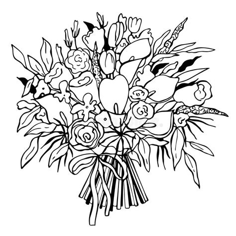 Wedding Hand Drawn Bouquet Vector Illustration Stock Vector