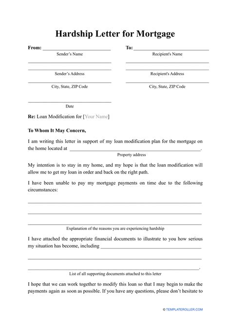 Hardship Letter For Mortgage Template Download Printable Pdf