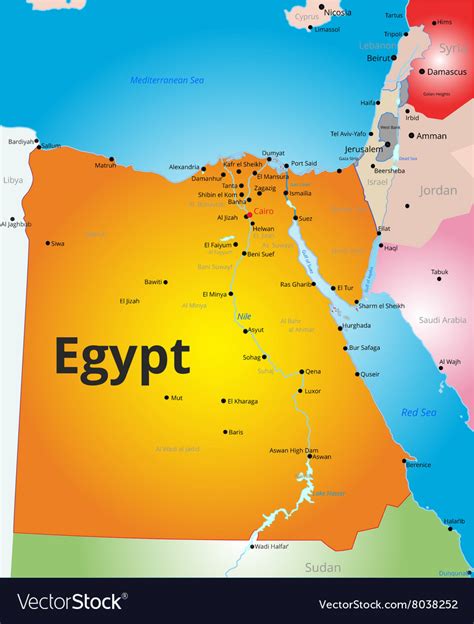 Color Map Egypt Royalty Free Vector Image Vectorstock