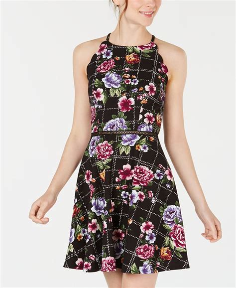 Bcx Juniors Printed Scalloped Fit And Flare Dress Macys