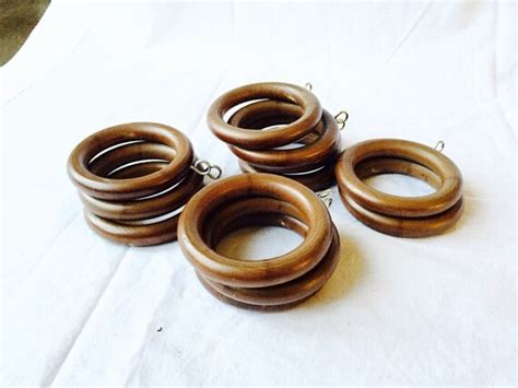 Wood Curtain Rings Lot Of 12 Vintage Medium Dark Wooden
