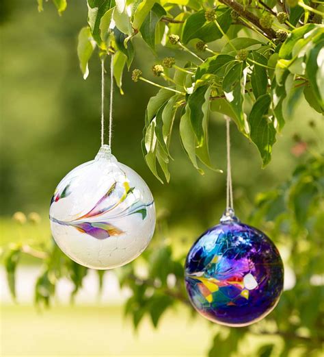 Individually Hand Blown Glass Globe Holiday Ornament Blue Plow And Hearth