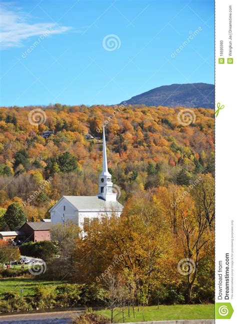 Vermont Church And Fall Foliage Stock Photo Image Of