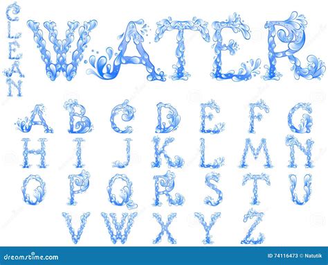 Water Splash Letters Font Stock Vector Illustration Of Drop 74116473