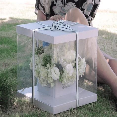 Bouquet flowers box packaging artificial flower arrangement stand vase home wedding party table decor round gifts boxes with lid. Clear Square PVC Transparent Hand Flower Box Packaging ...