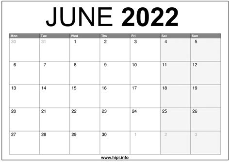 June 2022 Calendar Free Printable Get Your Hands On Amazing Free