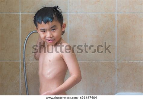 Little Boy Taking Shower Bathroom Stock Photo 691667404 Shutterstock
