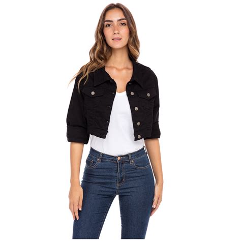 women s black oversized denim long sleeve ladies plus size jean cropped jackets skylinewears