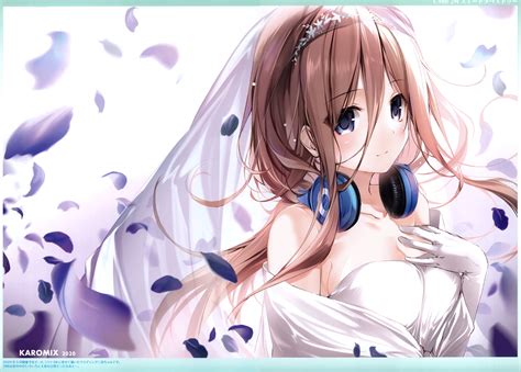 Karory 5 Toubun No Hanayome Nakano Miku Breast Hold Cleavage Dress Headphones Wedding Dress