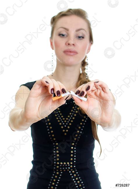 Woman Crushing Cigarettes Isolated On White Stock Photo Crushpixel