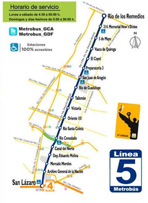 Horario de servicio días laborales de 5:00 a 24 :00 horas. Miguel Ángel Mancera inaugura la Línea 5 de Metrobús que ...