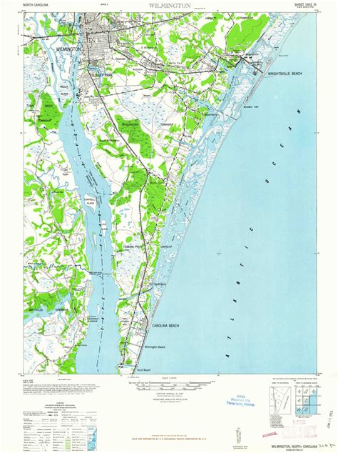 Wilmington North Carolina 1948 1948a Usgs Old Topo Map 15x15 Quad