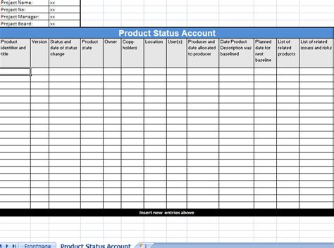A simple excel risk register. Prince2 Management Product List | Prince2 Product Description