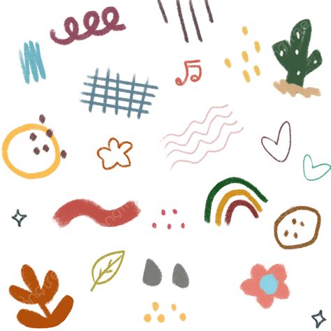 Colorful Cute Doodle White Transparent Cute Colorful Abstract Doodle