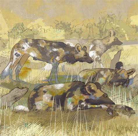 Painted Dogs South Luangwa Zambia Shelly Perkins Wildlife Art