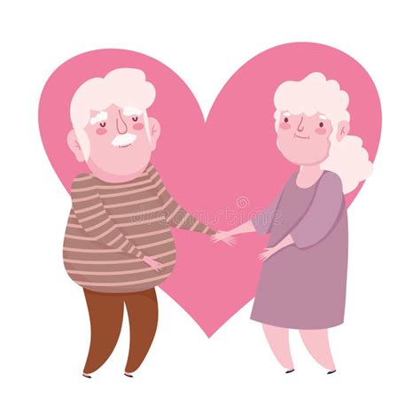 Happy Grandparents Day Grandpa And Grandma Together Heart Love Cartoon