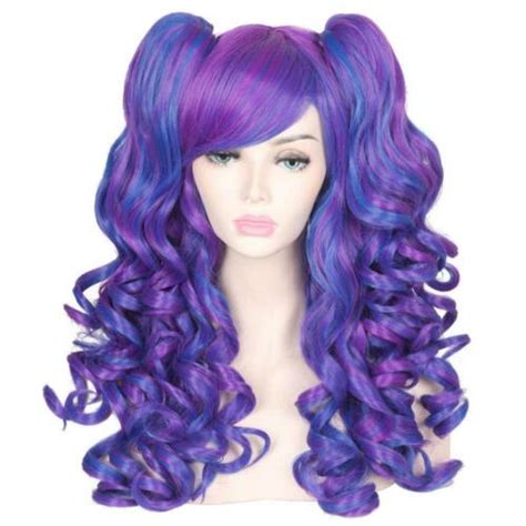 Colorground Cute Long Curly Cosplay Wig With 2 Detachable Ponytails