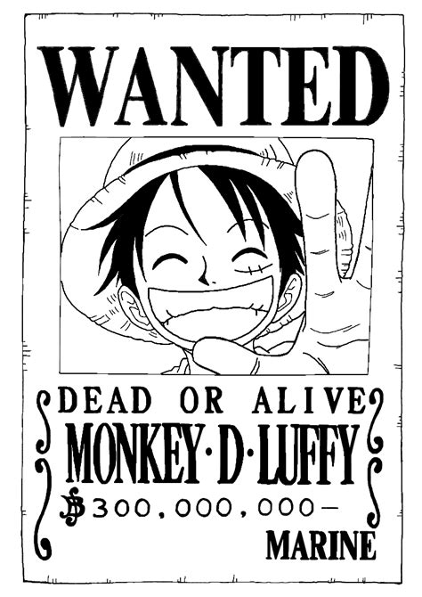 Coloriage Wanted Poster Of Luffy One Piece By Charitysmith Dessin One