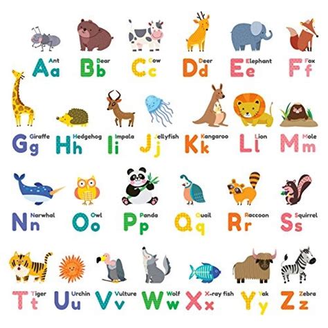 For the imaginary animals, ask the kids where they think an animal like that might live or how it might if you'd like to even more resources to teach your children the abcs. Decowall Dw-1614 Animal Colorido Alfabeto Abc Kids ...