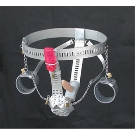 Handcuff Bondage Locking Adjustable Chastity Belt With Remote Control Vibrator Anal Toys Tight
